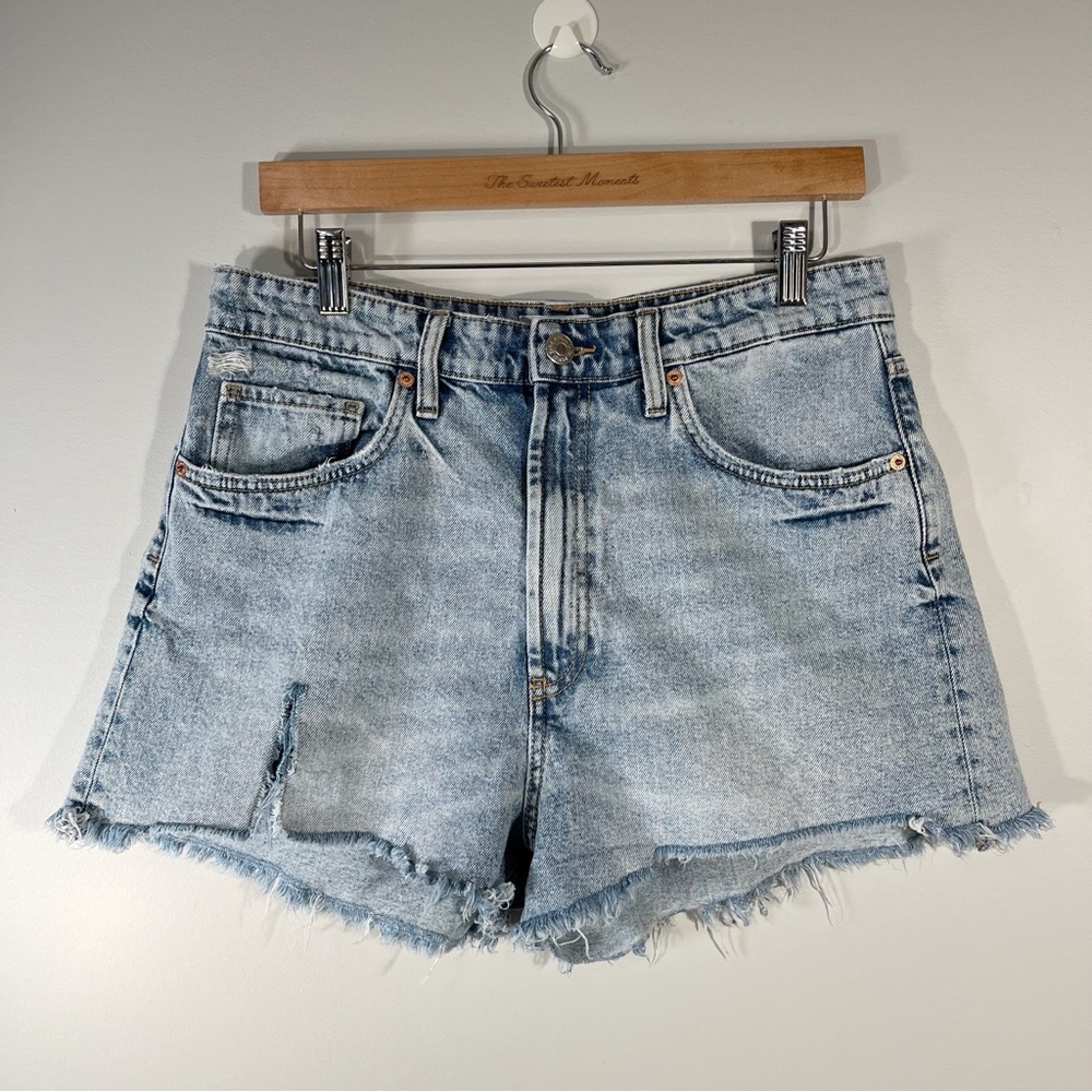 Zara Denim Cutoff High Rise Distressed Shorts Size 10